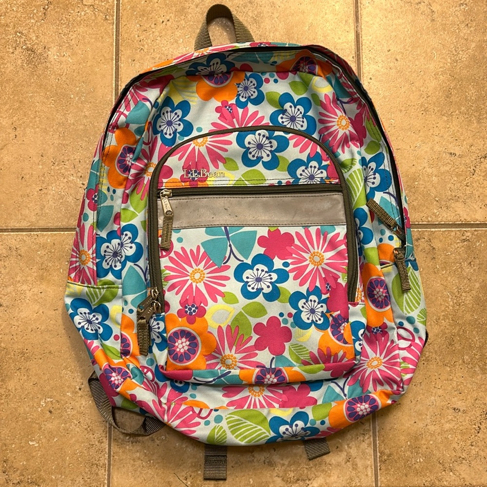L.L. Bean Kids Multicolored Floral Backpack
